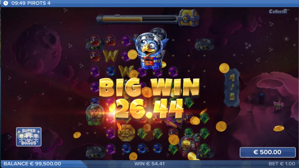 Pirots 4 demo spēle: Big Win kosmosā ar zilo papagaili